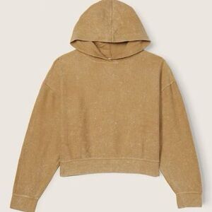 PINK Victoria’s Secret Cropped Ribbed Mustard Yellow Hoodie